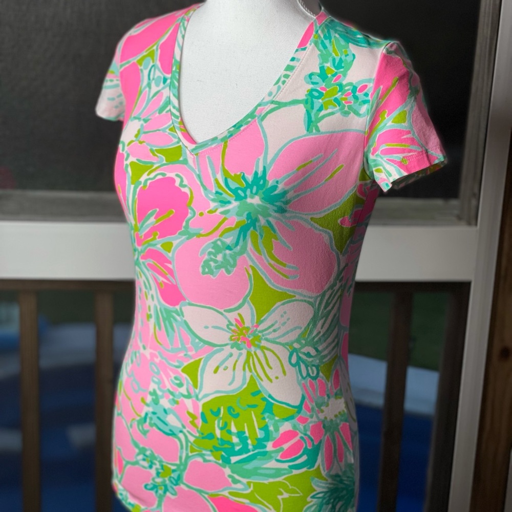 Lilly pulitzer Michelle Flamingo Pink V-Neck Top